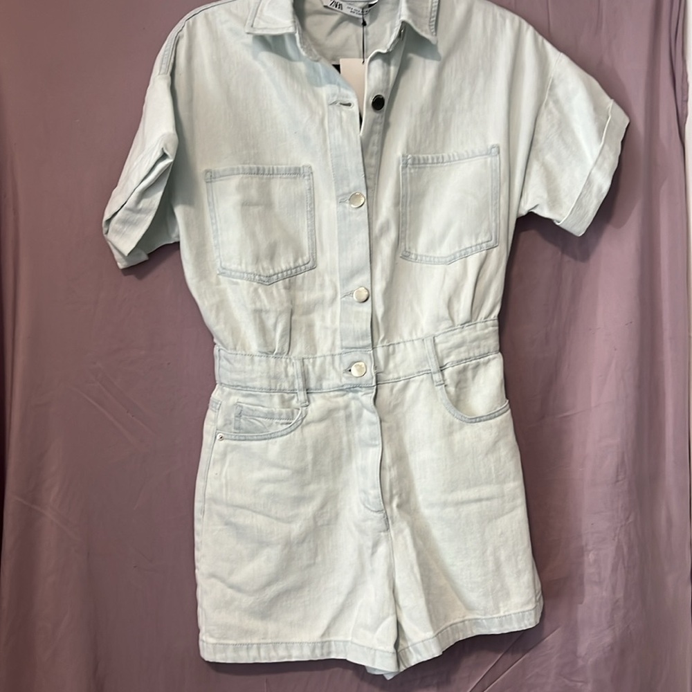 Zara- Denim Pants & Jumpsuit Romper Short
